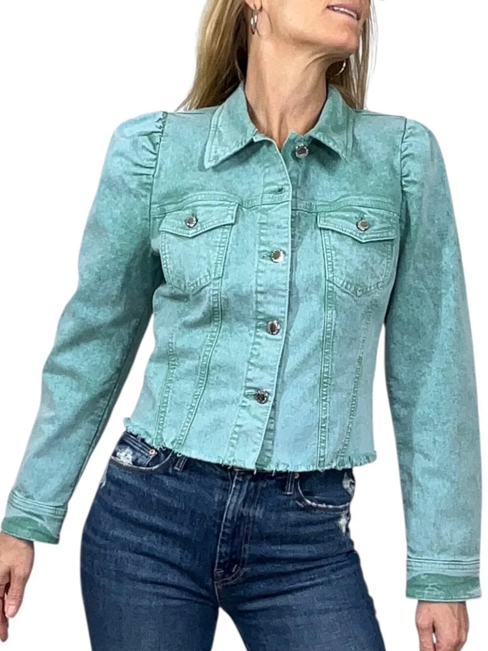 Retrofete Rissa Denim Jacket M Mojito Cropped - Picture 2 of 16